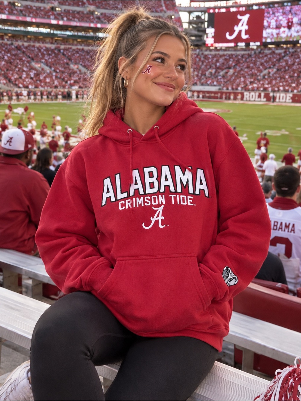 Old Varsity Brand Alabama Crimson Tide Red Hoodie Sweatshirt Size XS